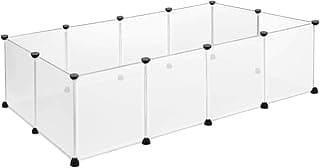 XMTECH Enclos en plastique pour lapins, hamsters, lapins, plaque transparente blanche, 145 x 75 x 48 cm