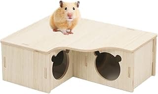 SEWSAW Maison Hamster en Bois 3 Chalets Hamster Maison d'angle Accessoire de Cage pour Rongeurs Jouet pour Hamster Nain Cage de cachette de Hamster pour Hamsters Nains Gerbilles etc