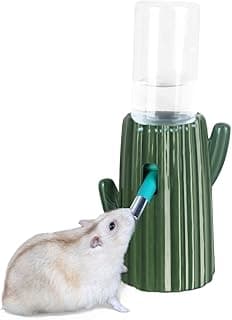 Bucatstate Bouteille d'eau pour Hamster avec Supporter Céramique, 120 ML Gourde Anti-Mastication Distributeur d'eau pour Cochon d'Inde, Furet, Gerbille, Chinchilla