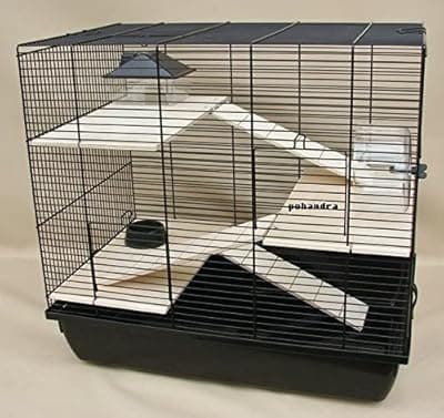 Interzoo REX 3 Rodent Cage, Hamster Cage, Floor Cage, Black Wooden Equipment