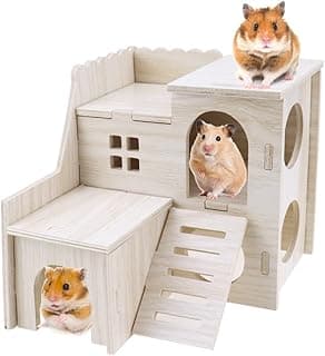 ZXShow Hamster Maison d'angle en Bois Cachette d'angle pour Hamster Cabane Hamster Cachette Voûtée pour Petits Animaux Accessoires de Décoration pour Hamsters Nains Gerbilles Dégus