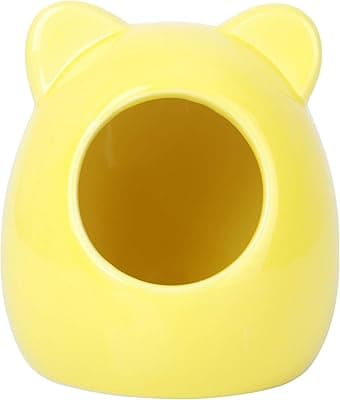 VILLCASE 1 piece unique bear shape ceramic hamster sleeping nest ideout cage summer cooling house pet supplies for small animals - size L (random)