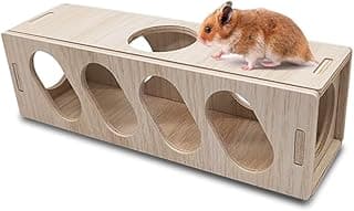 Eyksta Tunnel pour Hamster en Bois Hamster Tube Hamster Tunnel Jouet pour Hamster Doré Gerbilles, 25 x 9 x 9 cm