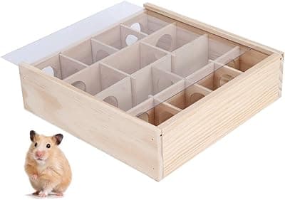 Longzhuo Juguete de hámster Birdlantern, Ratón de Laberinto de hámster Ratones Juguete Interactivo Inteligente para Mascotas de Madera Natural con Vidrio acrílico