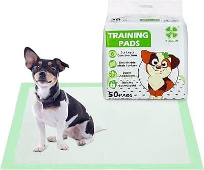 YORJA Puppy Mat Hygiene Pads Pack of 50 60 x 60 cm Absorbent Training Pads for Puppies with Breathable Mesh Surface