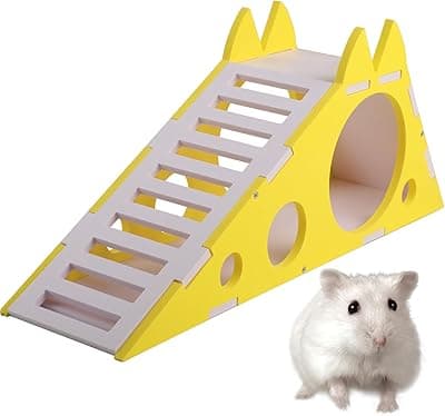 MILIFUN Hamster Houses and Hideouts, Chinchilla House Dwarf Hamster Hideout with Climbing Ladder Slide, Multi-Chamber Small Animal Maze Hut for Hedgehog Syrian Mice Hideout.