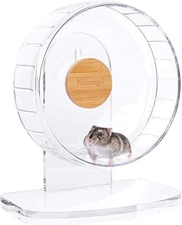 Niteangel Roues d'exercice Ultra-silencieuses pour Hamsters - Roues de Course silencieuses avec Support Ajustable pour Hamsters, gerbilles, Souris ou Autres Petits Animaux (Petit Format, Transparent)