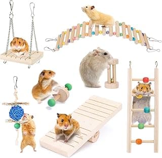 Nobleza Lot de 7 Jouets pour Hamster,Jouets à Mâcher et à ronger pour Lapins, Chinchilla, Hamsters, cochons d'Inde