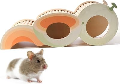 MPMLMF Hamster Tunnels&Cage Accessories Sleeping House & Hamster Toys with Climbing Ladder, Hamster Gerbils or Similar-Sized Pets Hideout (Cantaloupe Secret Peep Tunnel Hamster Hut)