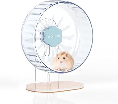 BUCATSTATE Rueda para Hámsters, 21cm Silenciosa Hámster Running Wheel, Juguete de Hámster, Transparente Rueda de Ejercicio para Mascotas para Hamster Gerbil Conejillo de Indias (Azul)