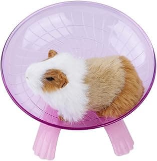 Roue hamster, Roue d'exercice de Hamster Soucoupe Volante Plastique Muet Roulant en Marche Roue Tapis Roulant Lavable Translucide pour Gerbils Chinchillas Animaux de Cochons d'Inde(Pink)