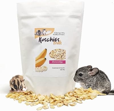 Kuschies Fruits - Dried Bananas, Food and Treats for Sugar Glider, Hamsters, Guinea Pigs & Chinchilla. Ideal for Binding and Training Supporting (Banana Chips, 250g)