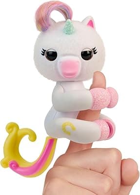 Fingerlings 2023 New Interactive Baby Unicorn Reacts to Touch – 70+ Sounds & Reactions – Lulu (White)