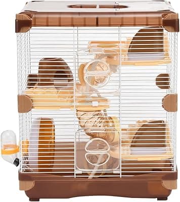 YIBOPET Hamster Cage Small Animal Cage 3 Layers Cage Size：14.17"(W) X10.63(L) X16.73 (H) Suitable for Hamsters up to 3.5 inch in Length