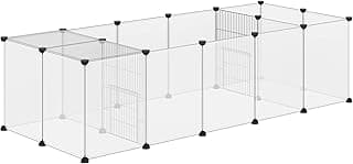 PawHut Enclos Parc modulable pour Petits Animaux 20 Panneaux pour Lapin, Hamster, Chiot, Cochon 175 x 70 x 45 cm Blanc