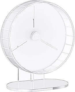 BUCATSTATE Roue de Course pour Hamster, 21cm Super Silencieux Roue de Hamster avec Support Réglable pour Petits Animaux de Compagnie Gerbilles Cochons d'Inde (Blanc)