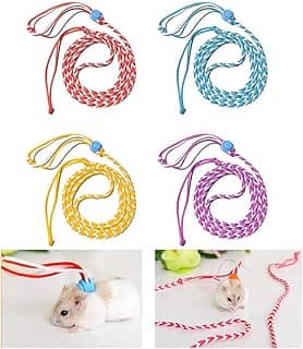 ASOCEA Harnais Et Laisse Pour Hamster 4 PièCes Corde De Marche RéGlable En Nylon Pour Animal De Compagnie Convient Pour Cochon D'Inde Chinchillas Furet Rat Souris éCureuil Gerbille Petit Animal