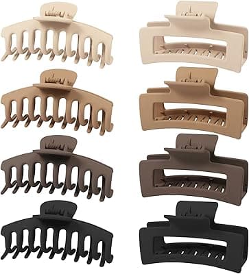 Hair clips, women's thick hair, hair clip, large, 11 cm, hair clips, girls claw clip, hair clips, set of 8, box packaging (neutral)