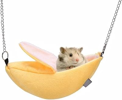 LSRVNM Hamaca de Hámster, Accesorios de Hámster, Banana Hamster Cama Casa Hamaca, Animales Pequeños Jaula de Algodón Dormir Nido, Hamaca Roedor para Mascotas, Hámster, Ardilla, Chinchilla