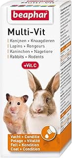 BEAPHAR – Multi-Vit, 12 vitamines pour lapin et rongeur – Contient 11 vitamines + Vitamine C – Renforce le système immunitaire – Action bénéfique sur les dents & les os – Vitalité & Bien-être – 50 ml