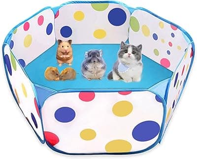 VIKSAUN Tenda per Gabbia di Animali di Piccola Tenda per Piccoli Animali Box per Animali Portatile Tenda a Gabbia Pieghevole per Cavie Conigli Criceti Tappetino per Cavia Portatile con (Blu)