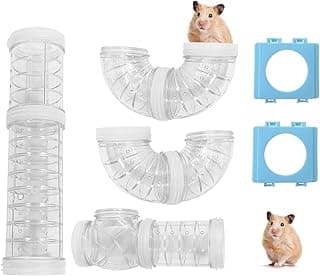 Andiker Kit de Tubes pour Hamster avec 2 plaques de Connexion de Tuyau, kit de Tuyau extérieur Aventure créatif, Transparent à Monter soi-même, Tunnel de Connexion Hamster Jouets (Transparent)