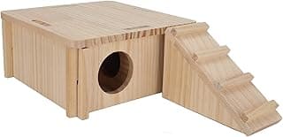 Maison en Bois Hamster Hideout Hamster Hideout en Bois Maison de Souris en Bois Polyvalente Maison de Hamster en Bois Naturel Haute Densité avec échelle Habitats de Cabane de Chambre de Gerbilles