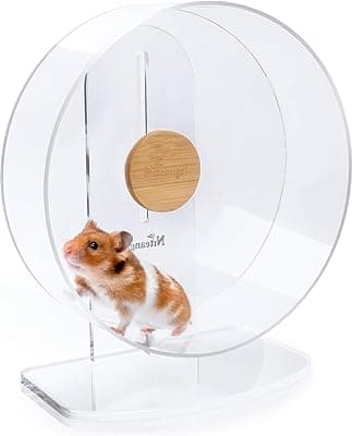 Niteangel Silent Hamster Exercise Wheel - Dual-Bearing Quiet Spinning Acrylic Hamster Running Wheel for Hamster Gerbils Mice Degus Or Other Small Animals (Medium - Wider Version)