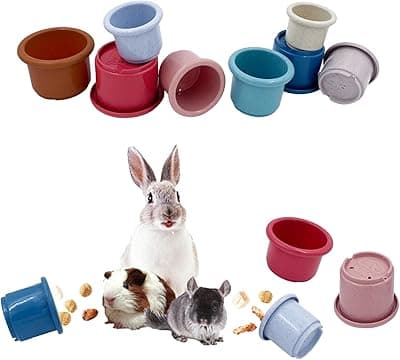 8pcs Rabbit Critter Hidden Food Stacking Cups Multi-Color Reusable Rabbit Toys Suitable for Rabbits/Hamsters/Dutch Pigs (Colorful)