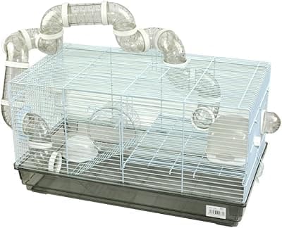 DZL-Jaula Hámster Chalé con Escalera jaulas Hamsters Grandes con Tubos Rueda para Ejercicio Color Aleatorio (L 31.5 * 58 * 32CM)