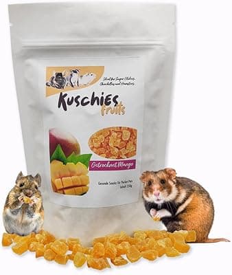 Kuschies Fruits - Dried Mango Cube, Food Treat for Sugar Glider, Hamsters, Guinea Pigs, Chinchilla. Ideal for Binding and Training Support.(Mango Cube, 250g)