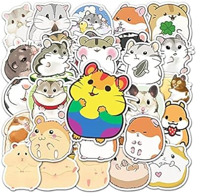 LYLSDSB Pack of 50 Hamster Stickers, Cute Animal Stickers for Laptop, Skateboard, Snowboard, Guitar, Luggage, Car, Motorcycle, Water Bottle, Phone, Waterproof Cartoon Kawaii Sticker for Teens, Children