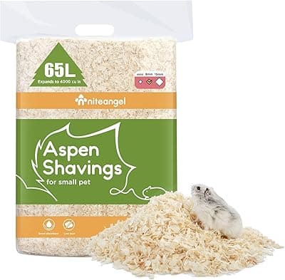 Niteangel 65L Aspen Shaving Hamster Beddings for Syrian Dwarf Hamster Gerbil Mice Degu Rat Rabbit Bunny Guinea Pig Chinchilla Hedgehog or Other Small Pets (65L - 8mm)