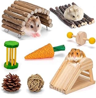 Nobleza Lot de 8 Jouets pour Hamster,Jouets à Mâcher et à ronger pour Lapins, Chinchilla, Hamsters, cochons d'Inde