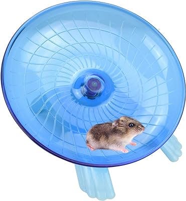 Hamster Wheel Saucer Silent Spinner/Quiet Exercise Flying Runner for Dwarf Hamster/Gerbil Rat/Small Cage (Blue)