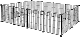 TRMLBE Enclos Extérieur pour Lapin 12 pièces DIY Modulable Enclos pour Animaux Domestiques en Treillis Métallique Chiot Clôture avec Porte pour Petits Animaux Parc pour Hamster - 142x72x36cm