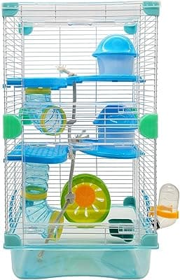 PINVNBY Hamster Cage, 3 Level Mouse Cage and Habitats Hamster Enclosure Hamster Habitat for Mouse Mice Rat Gerbils and Small Animals 10.6 x 7.8 x 10.6inches