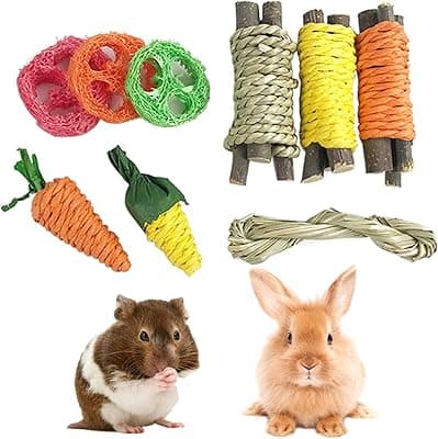 aniimal 9 Piezas Juguetes para Conejos - Juguetes Hamster - Conejos Accesorios - Hamster Accesorios - Juguetes cobayas