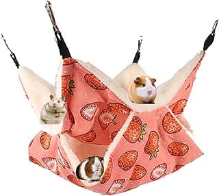 Hamac pour Petits Animaux, Lit hamac Double Couche Chaud à Suspendre, Hamac Chinchilla Furet, Hamac pour Petit Animal Domestique pour Hamster, Furet, Perroquet, Cochon d'Inde