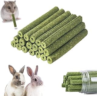 Eyksta Lot de 50 Bâtonnets de Foin Timothy pour Lapins, Hamsters, Cochons d'Inde, Chinchillas, Nourriture Lapin, Friandise Lapin, Jouet à Mâcher de Foin