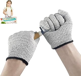 Gvolatee 2 paires gant anti coupure pour enfants Sécurité Niveau 5 Protection, Confort Gants de travail extensibles pour cuisine huitre Viande Couper et éplucher Sculpture Jardinage