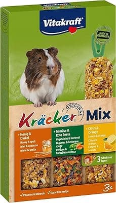 Vitakraft Kräcker Trio Mix Nibble Sticks for Guinea Pigs with Citrus with Vegetables with Honey (1 x 168 g)