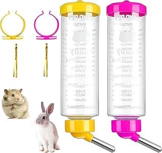 Biberon Lapin 2 Pièces Biberon Cochon D'inde Nain pour Cage Biberon Rongeur Abreuvoir Lapin Distributeur Eau Lapin Biberon Hamster pour Hamsters Rats Guinées Furets Petits Animaux 250ML Rouge et Jaune