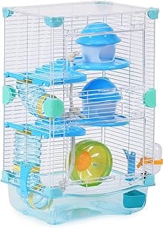 Smell & Smile 156 Cage pour hamster avec tunnels, abreuvoir et mangeoire Coloris aléatoire 27 x 20,5 x 47 cm