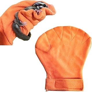 Winmany Gants de séchage pour animaux de compagnie - Serviette de nettoyage absorbante en microfibre - Séchage rapide - Gants anti-morsure pour écureuil et hamster - Orange