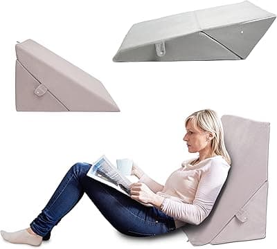 lunvi Adjustable Bed Wedge Pillow, 100% Memory Foam for Back Support, Acid Reflux, Relieves Neck/Back Pain, Recovery After Surgery Recovery, Removable and Washable Velvet Cover