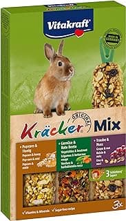 Vitakraft Kräcker - Friandise pour Lapin Nain Assortiment popcorn et miel-légumes et betterave-raisin et noix 1x3