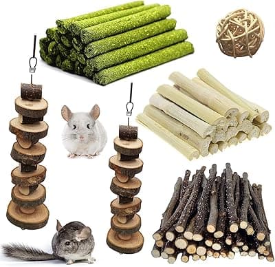 LMYKH Rabbit Chew Toy, Hamster Toy with Apple Sticks, Timothy Hay Sticks, Small Animals Molar Accessories for Guinea Pigs, Chinchilla, Rabbits