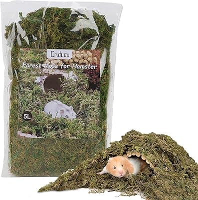 DR.DUDU 5L Forest Moss for Hamster Bedding Nesting, Syrian Gerbils Hamster Cages Accessories, Perfect for Small Animals Terrarium Moss