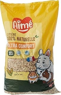 Aimé | Litière Végétale Petits Animaux 5L | Litière Biodégradable et Absorbante à Rafle de Maïs | Litière Lapin, Cochon d'Inde, Hamster, Souris, Cobaye | Jusqu'à 3 Semaines d'Utilisation